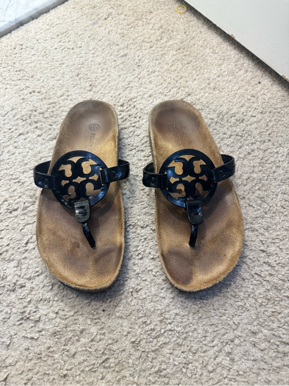 Tory Burch Black Logo Thong Sandals
